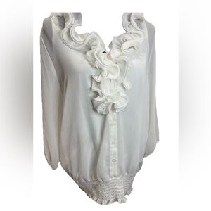 🆕AB Studio finishing touch winter white elegant pullover cami blouse NWT Size LG